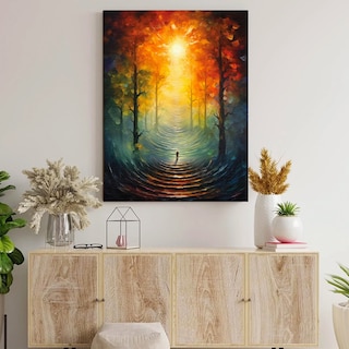 Foto 5 | Cuadros Para Sala Estilo Oleo De Colores Modernos En Canvas Color Familia De Árboles Armazón Madera