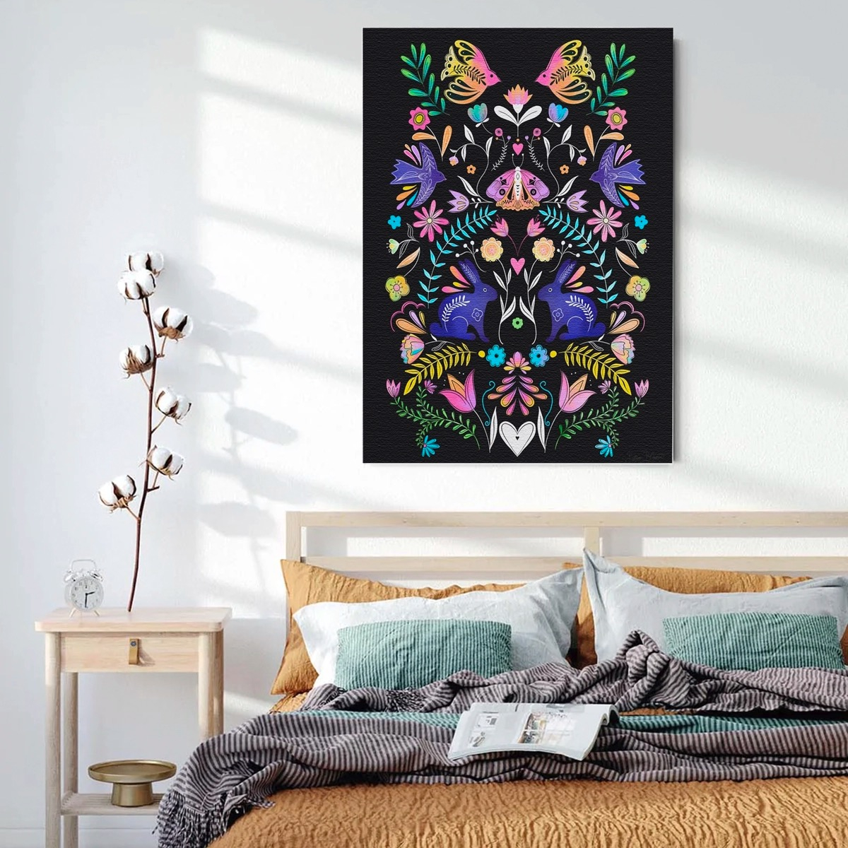 Foto 4 pulgar | Flores Tradicionales Folclore Moderno Boho En Lienzo Canvas