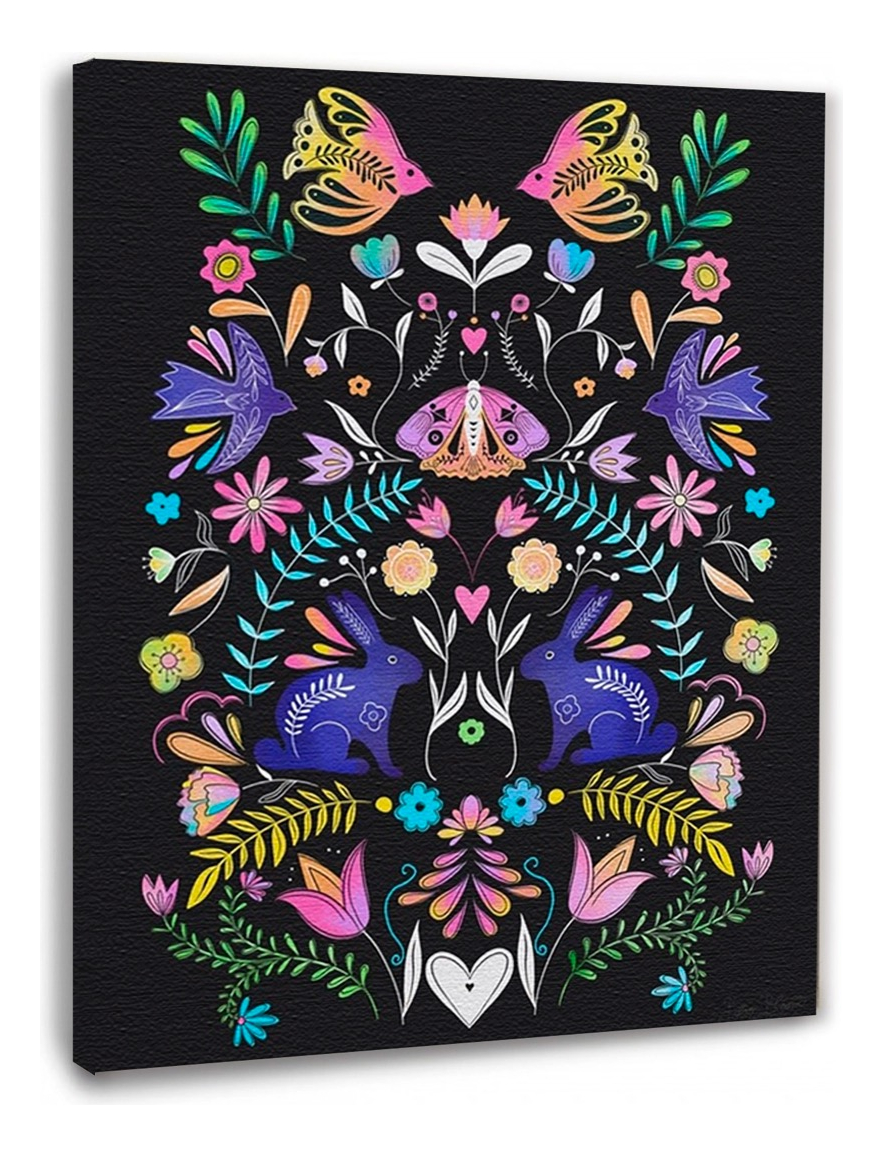 Foto 5 | Flores Tradicionales Folclore Moderno Boho En Lienzo Canvas