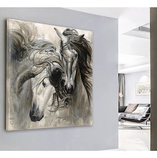 Foto 1 | Cuadro Pintura Caballos Moderno Estilo Oleo En Canvas