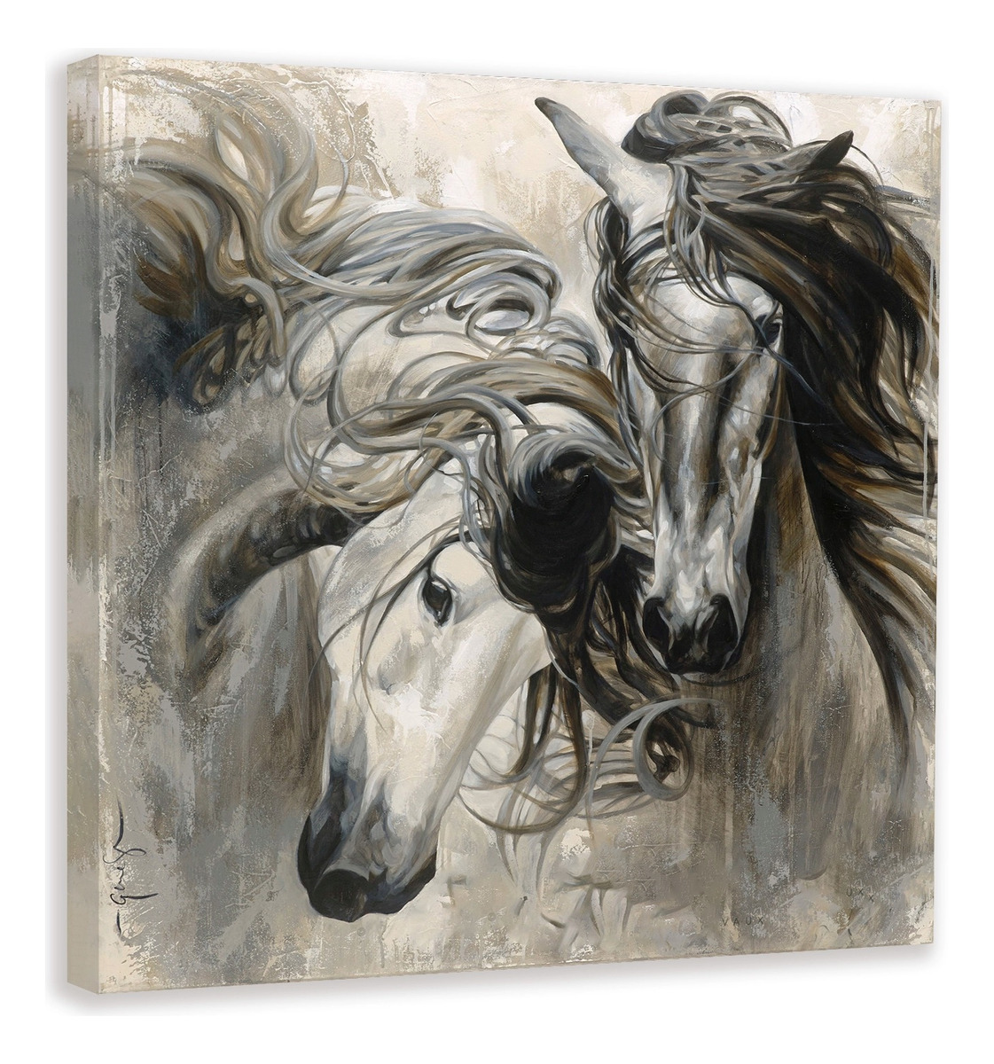 Foto 4 pulgar | Cuadro Pintura Caballos Moderno Estilo Oleo En Canvas