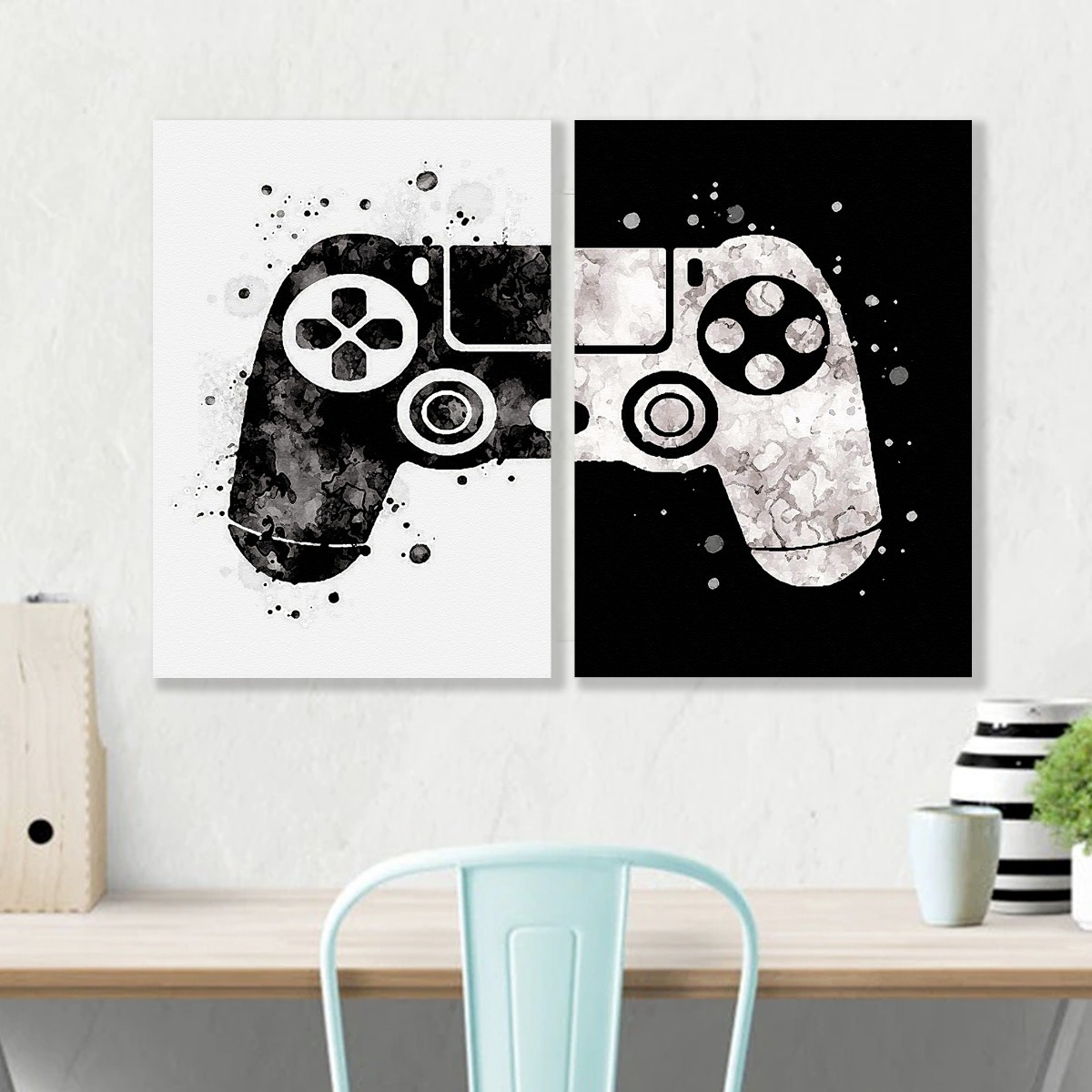 Foto 5 pulgar | Decoracion Gamer Joystick Acuarela Set Cuadros Playstation