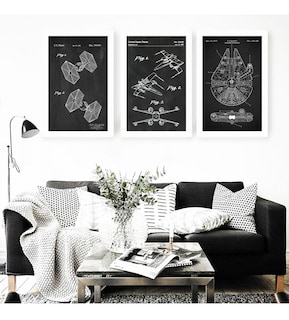 Foto 1 | 3 Cuadro Patente Millenium Falcon Star Wars Decorativo 50x70