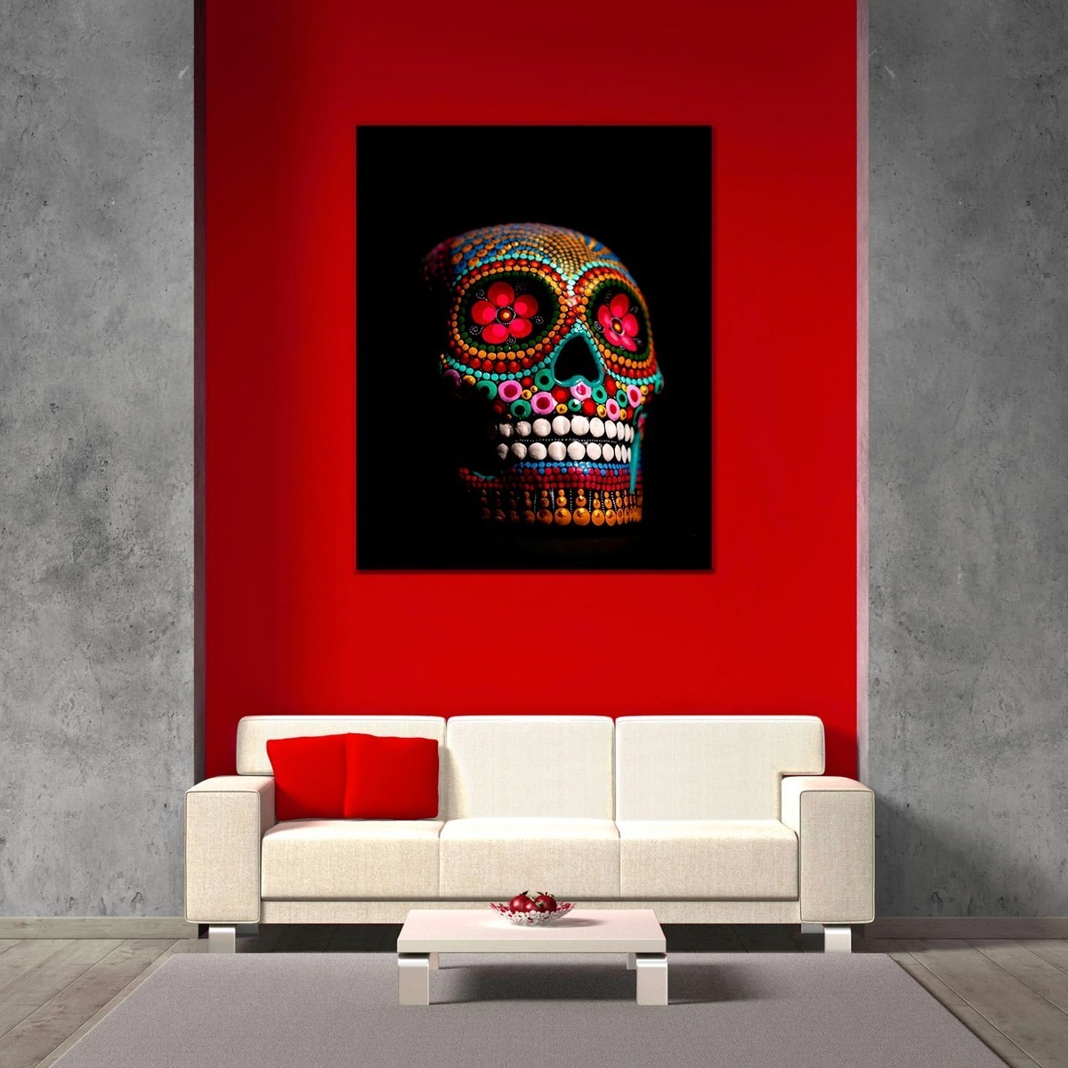Foto 3 pulgar | Cuadro Lienzo Canvas Arte Mexicano Calavera Dia De Muertos