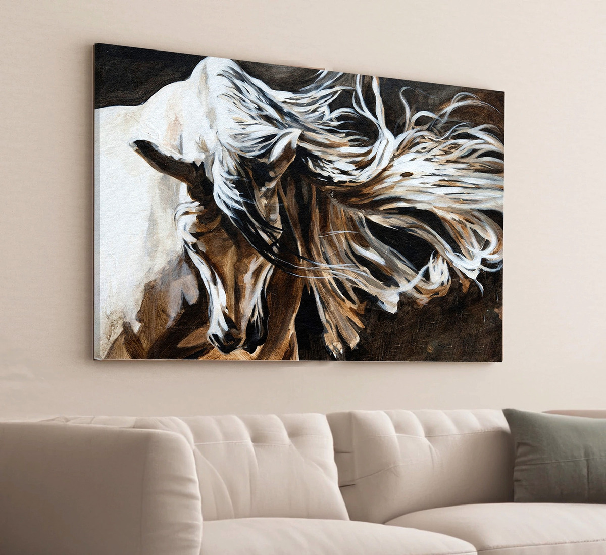 Foto 4 | Cuadros De Caballos Elegantes En Canvas Grueso Galería Color Snow Armazón Bastidor