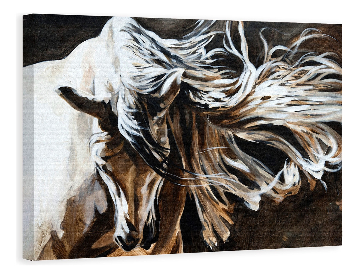 Foto 5 | Cuadros De Caballos Elegantes En Canvas Grueso Galería Color Snow Armazón Bastidor