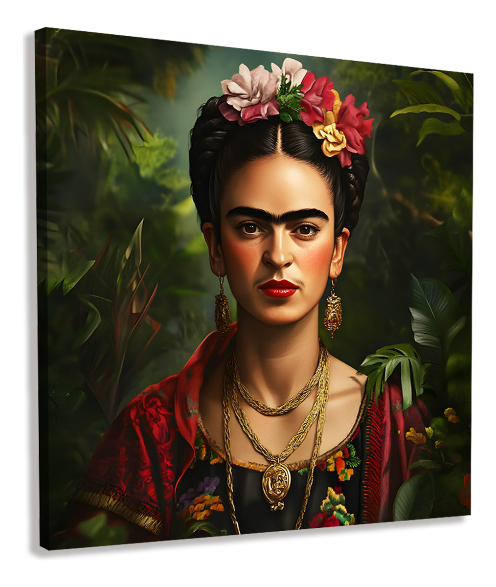 Cuadro Canvas Frida Kahlo Grande En  Lienzo Artistico Con Bastidor Tintas Ecológicas Alta Calidad
