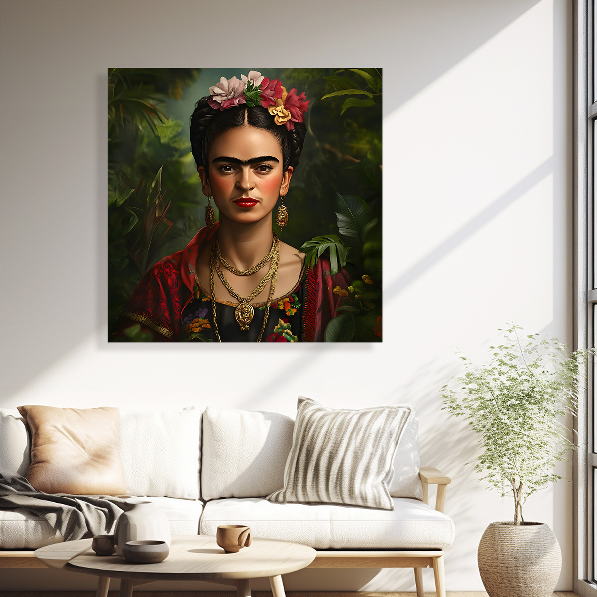 Foto 5 pulgar | Cuadro Canvas Frida Kahlo Grande En  Lienzo Artistico Con Bastidor Tintas Ecológicas Alta Calidad