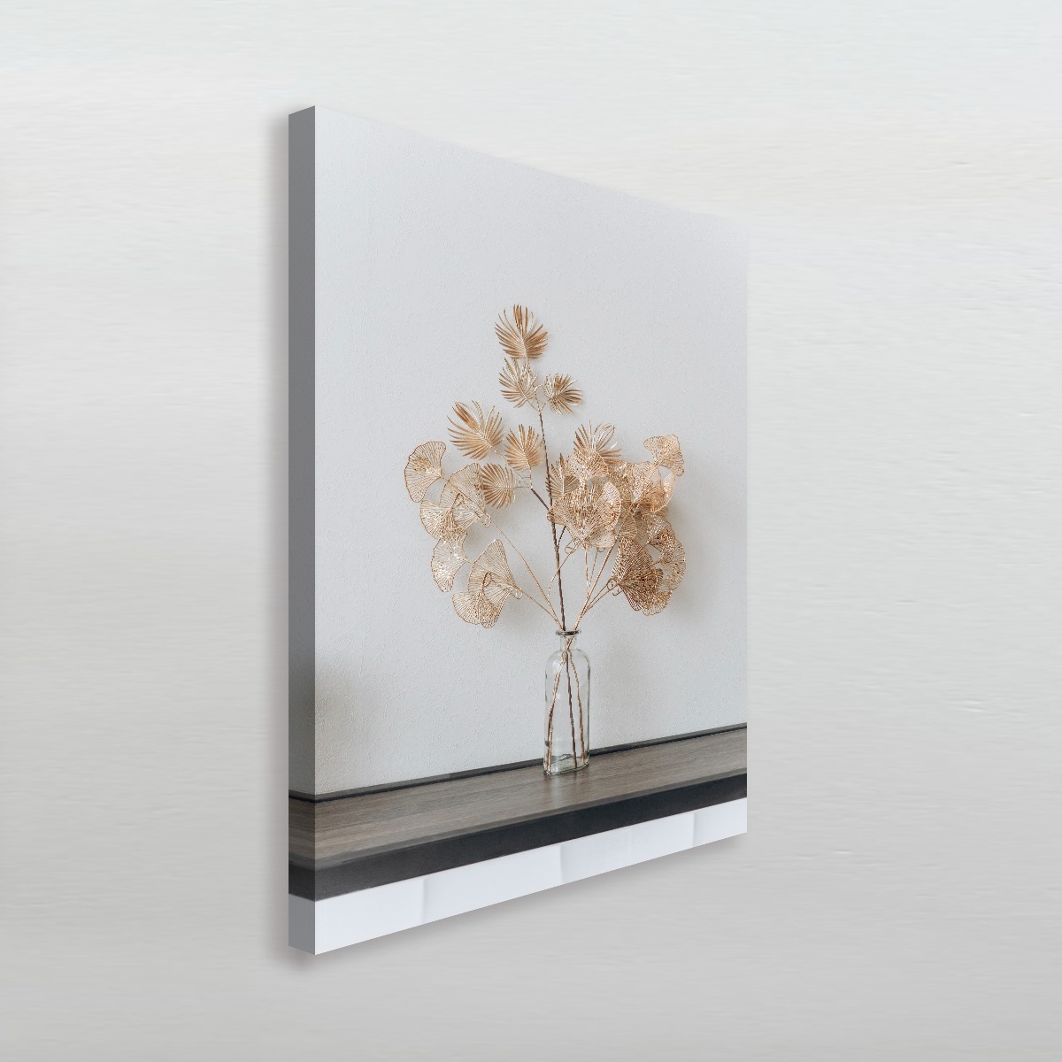 Foto 4 pulgar | Cuadro Flores Doradas Canvas Grueso Grande 90x140cm