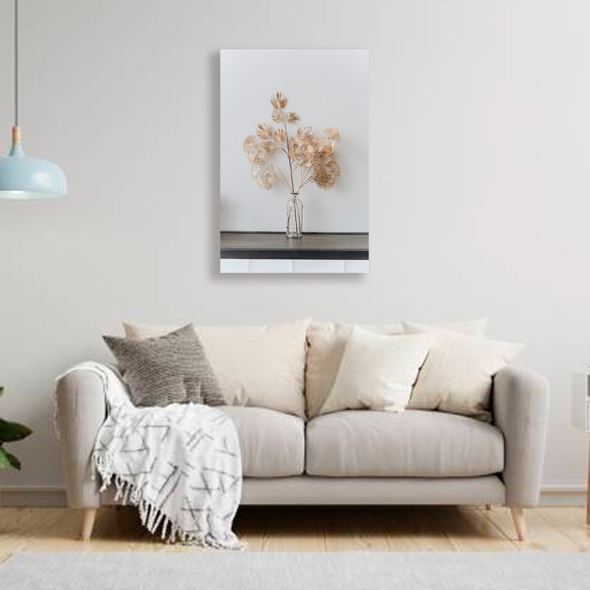 Foto 4 | Cuadro Flores Doradas Canvas Grueso Grande 90x140cm