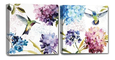 Foto 1 | Cuadros En Lienzo Canvas Colibrí Y Flores Acuarela Set 2 Pz