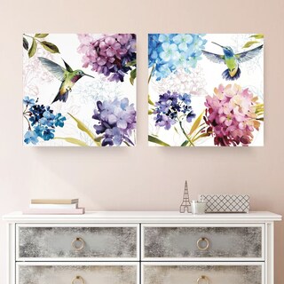 Foto 2 | Cuadros En Lienzo Canvas Colibrí Y Flores Acuarela Set 2 Pz