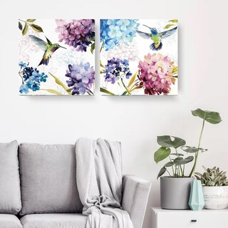 Foto 3 | Cuadros En Lienzo Canvas Colibrí Y Flores Acuarela Set 2 Pz