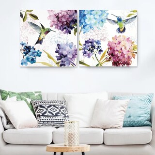 Foto 5 | Cuadros En Lienzo Canvas Colibrí Y Flores Acuarela Set 2 Pz
