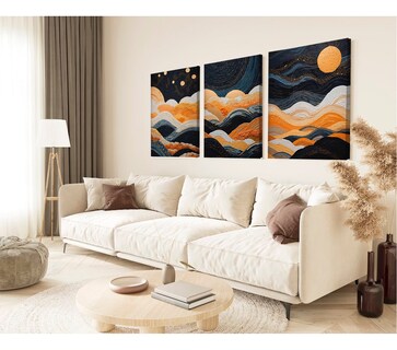 Foto 1 | 3 Cuadros Decorativos Para Sala Paisaje Abstracto Nocturno