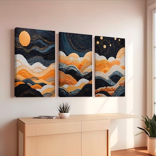 Foto 2 | 3 Cuadros Decorativos Para Sala Paisaje Abstracto Nocturno