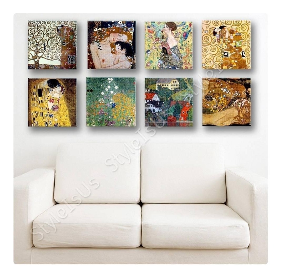 Foto 2 pulgar | Set 8 Cuadros  Arte En Lienzo Canvas El Beso Y Más De Klimt