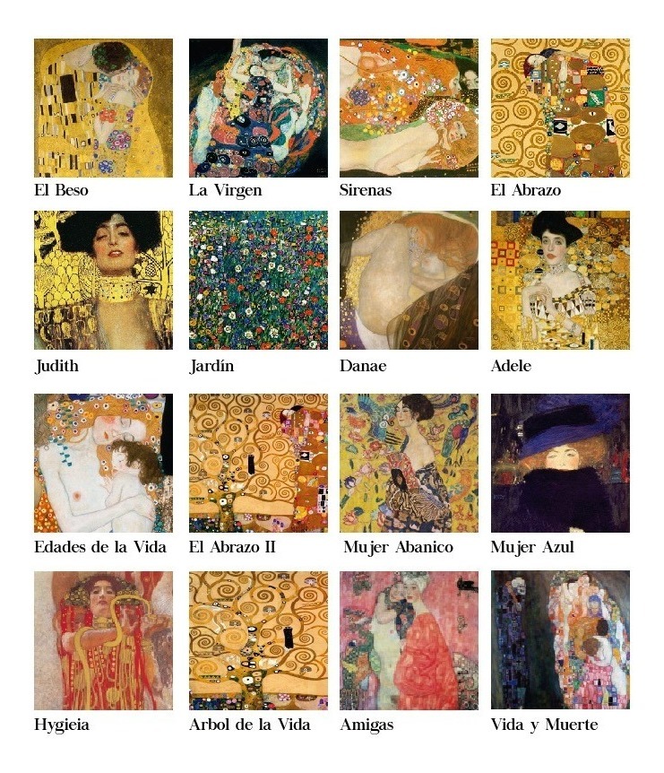 Foto 3 pulgar | Set 8 Cuadros  Arte En Lienzo Canvas El Beso Y Más De Klimt