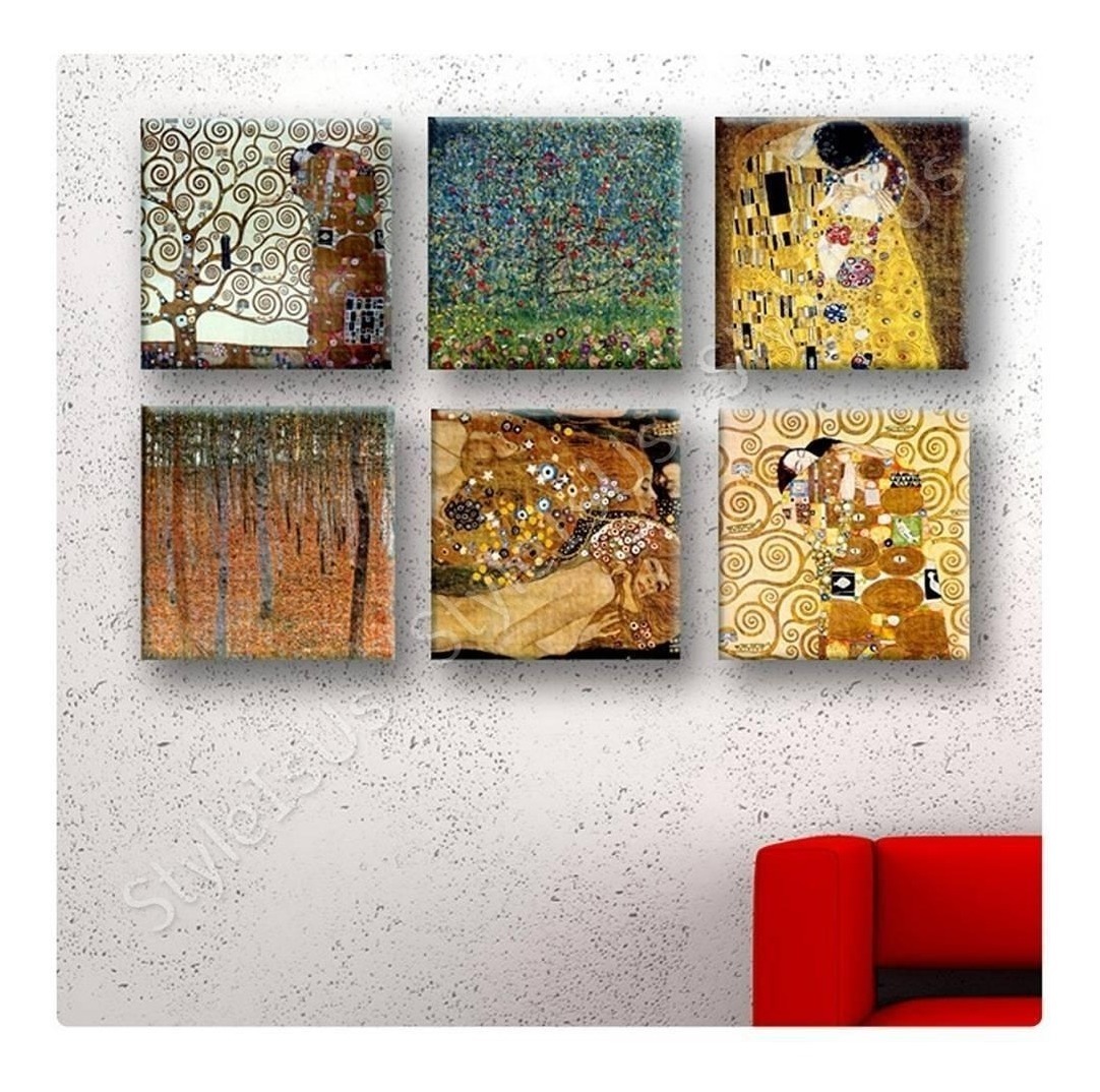 Foto 4 pulgar | Set 8 Cuadros  Arte En Lienzo Canvas El Beso Y Más De Klimt