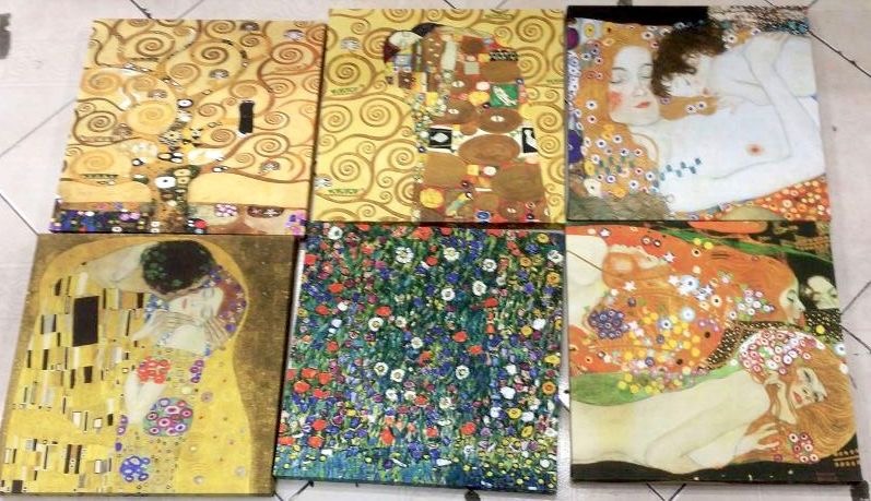Foto 6 pulgar | Set 8 Cuadros  Arte En Lienzo Canvas El Beso Y Más De Klimt