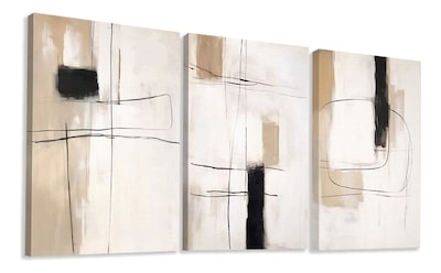 Foto 2 | Set 3 Cuadros Canvas Abstracto Moderno Minimalista Neutros