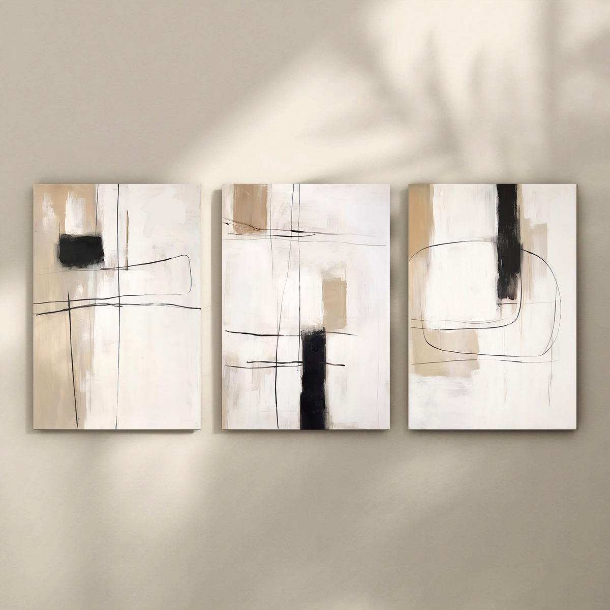 Foto 5 | Set 3 Cuadros Canvas Abstracto Moderno Minimalista Neutros