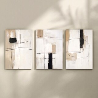 Foto 5 | Set 3 Cuadros Canvas Abstracto Moderno Minimalista Neutros