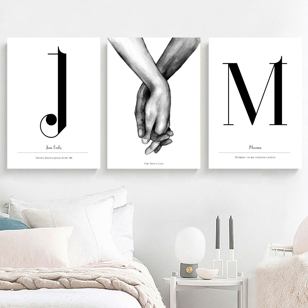 Foto 2 | Set Cuadros Decorativos Iniciales Regalo Parejas Amor Canvas