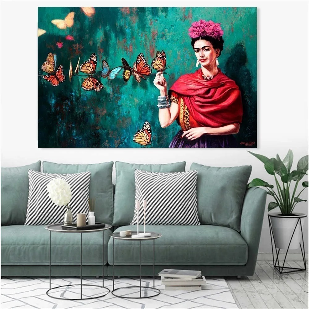 Foto 6 pulgar | Cuadro Canvas Frida Kahlo Grande En  Lienzo Artistico Con Ba