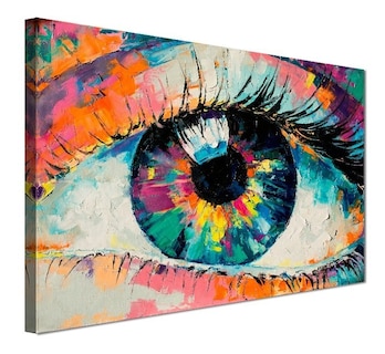 Foto 1 | Cuadro Decorativo Canvas Pintura Al Oleo Impresa, Ojo Color Color Negro Armazón Bastidor De Madera