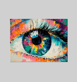 Foto 5 | Cuadro Decorativo Canvas Pintura Al Oleo Impresa, Ojo Color Color Negro Armazón Bastidor De Madera