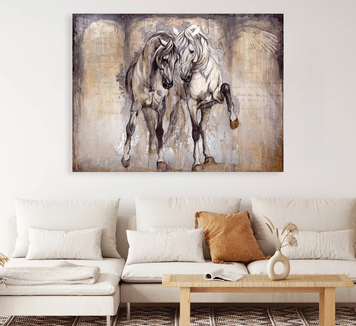 Foto 4 | Cuadro Para Sala Caballos Abstracto Tipo Oleo En Canvas