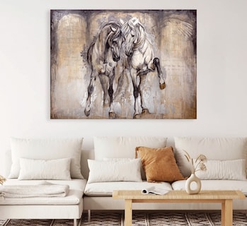 Foto 4 | Cuadro Para Sala Caballos Abstracto Tipo Oleo En Canvas