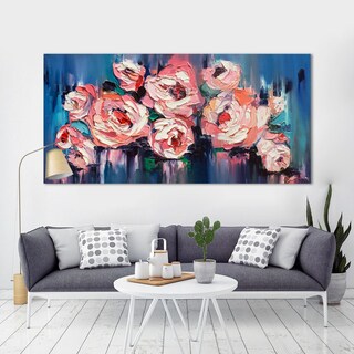 Foto 3 | Cuadro Flores Tipo Oleo Rosas Abstracto Lienzo Canvas 120x60
