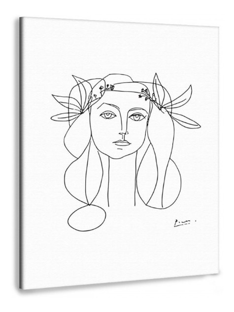 Cuadros Minimalistas Picasso Canvas Algodón Tipo Museo 6 Mod Color Rostro Mujer