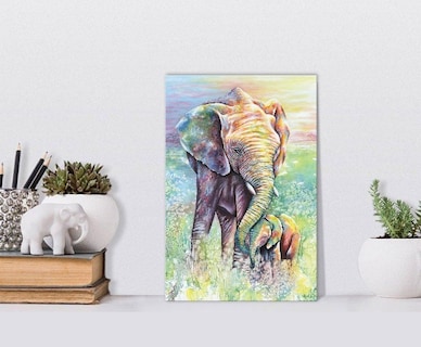 Foto 1 | Cuadro Canvas Elefantes Tipo Acurela Colores Lienzo Canvas Color Multicolor Armazón Bastidor