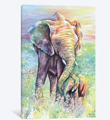 Foto 5 pulgar | Cuadro Canvas Elefantes Tipo Acurela Colores Lienzo Canvas Color Multicolor Armazón Bastidor