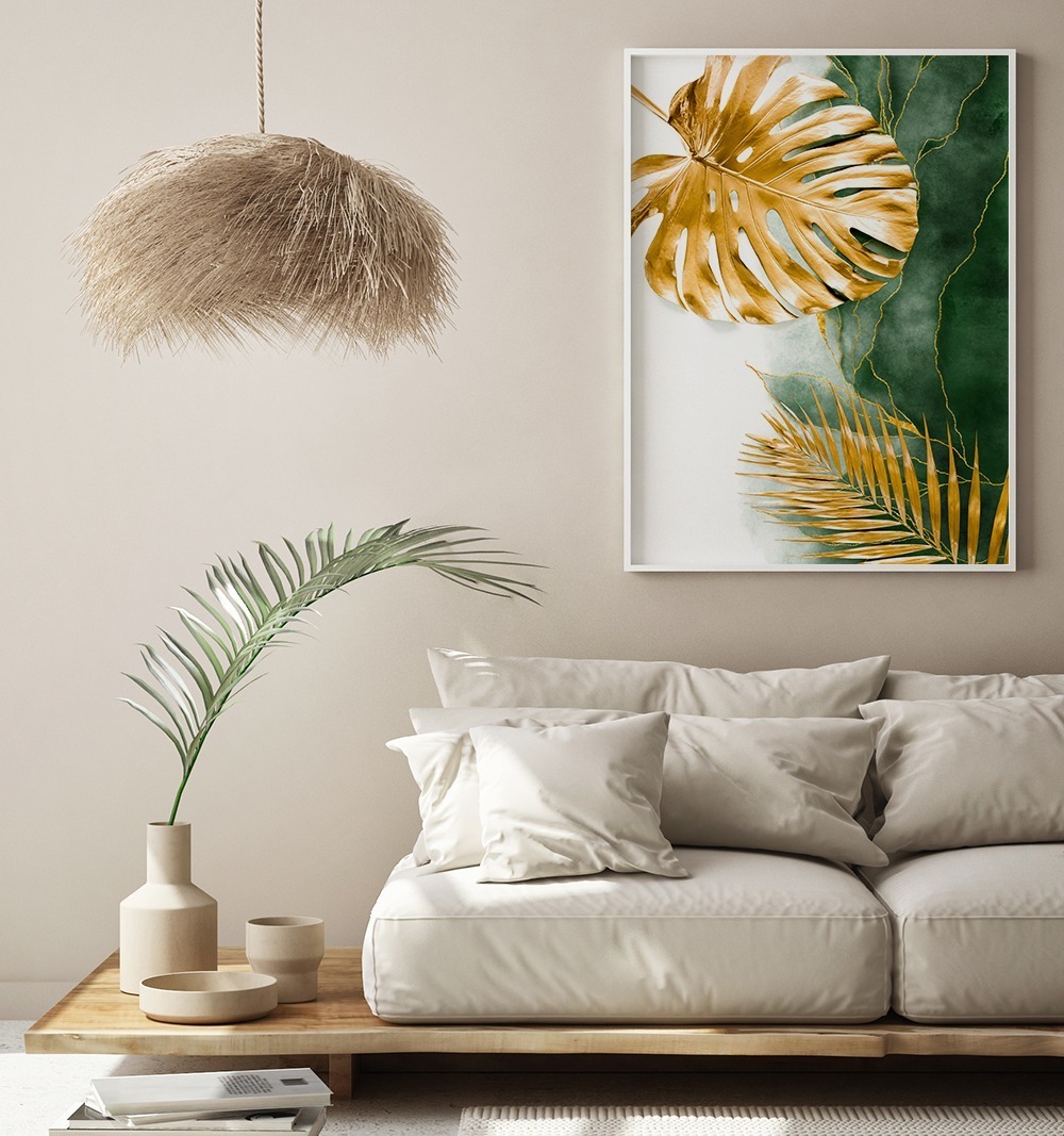 Cuadro Moderno Para Sala Y Comedor Hoja Dorada