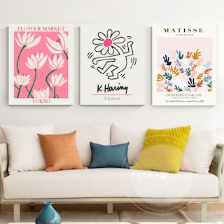 Foto 1 | Set Cuadros Flores Matisse Keith Haring Flower Market Canvas