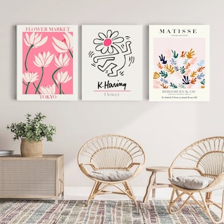 Foto 2 | Set Cuadros Flores Matisse Keith Haring Flower Market Canvas