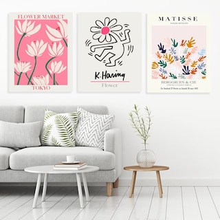 Foto 3 | Set Cuadros Flores Matisse Keith Haring Flower Market Canvas