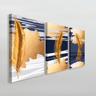 Foto 3 | Cuadros Plumas Dorado Moderna Canvas Grueso 50x70cm