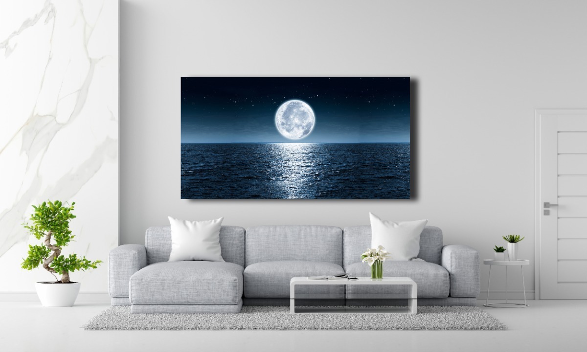 Foto 4 pulgar | Cuadro Decorativo Luna Naturaleza Playa Mar Minimalista Sala