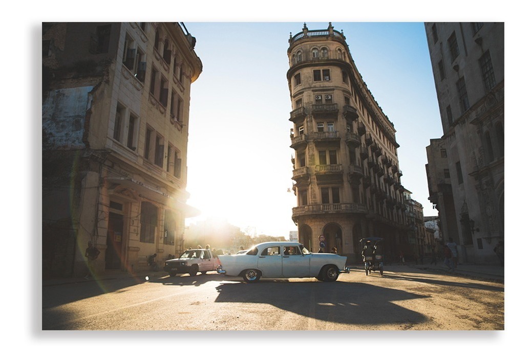 Cuadro Carro Vintage Cuba Sala Recamara Canvas Grueso 60x90 Color Multicolor Armazón Bastidor