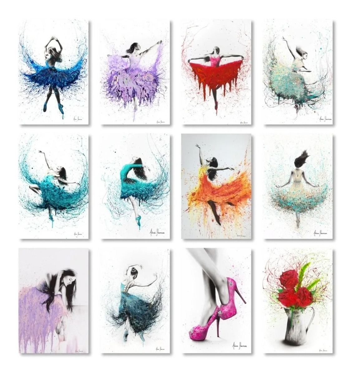 Foto 3 pulgar | Cuadros Bailarinas Ballet Moderno Abstracto En Canvas Color Armazón Bastidor