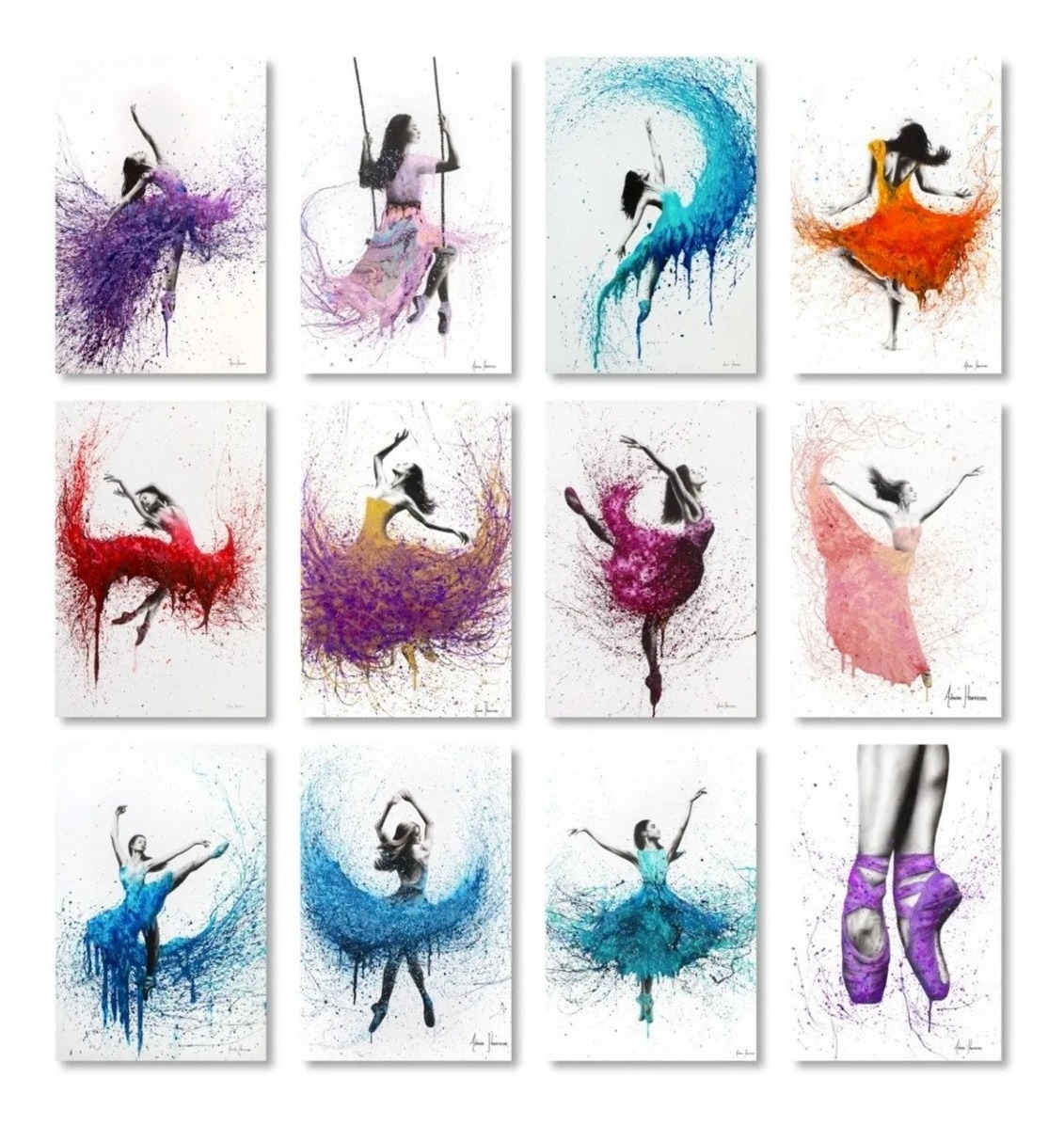 Foto 4 pulgar | Cuadros Bailarinas Ballet Moderno Abstracto En Canvas Color Armazón Bastidor