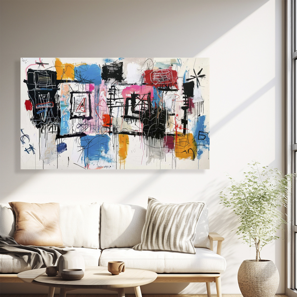 Cuadro Canvas Grafitti Abstracto Basquiat Arte Urbano 100x60