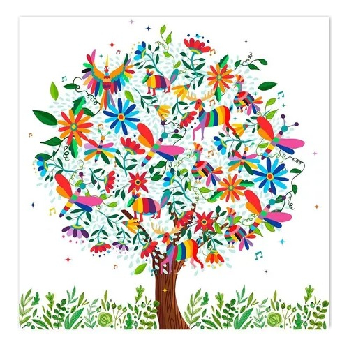 Cuadro Arbol De La Vida Con Marco 120x80cm Color Blanco