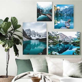 Foto 1 | Cuadros Paisajes Modernos Lagos Montañas Viaje Set Canvas Hd