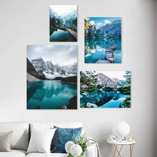 Foto 3 | Cuadros Paisajes Modernos Lagos Montañas Viaje Set Canvas Hd